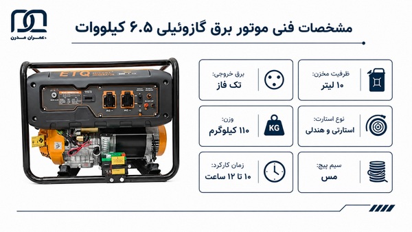 موتور برق گازوئیلی ETQ ۶.۵ کیلووات