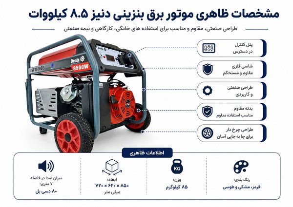 موتور برق بنزینی دنیز ۸.۵ کیلووات