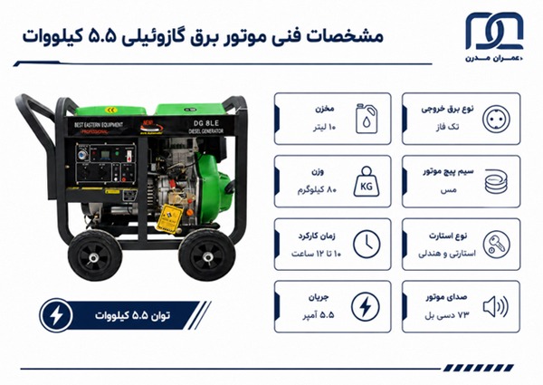 موتور برق گازوئیلی ETQ ۵.۵ کیلووات