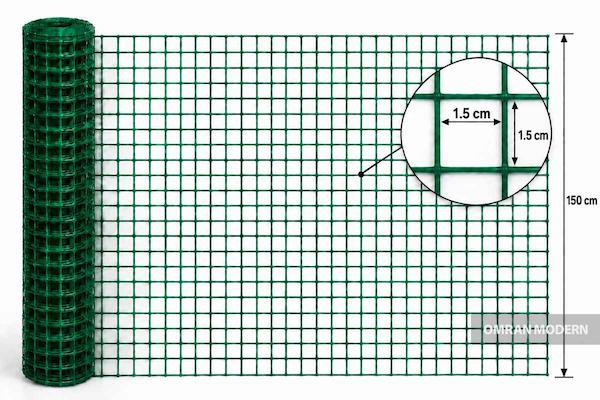 توری مرغی پلاستیکی عرض 150 چشمه 1.5 سانتی متر