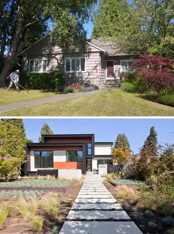 قبل و بعد بازسازی خانه