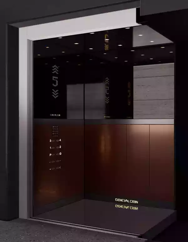 کابین آسانسور استیل طلایی