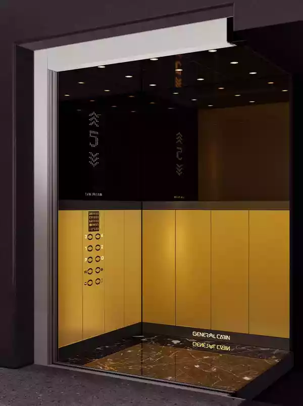 کابین آسانسور استیل طلایی