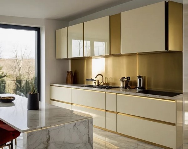 کابینت کرم طلایی های گلاس