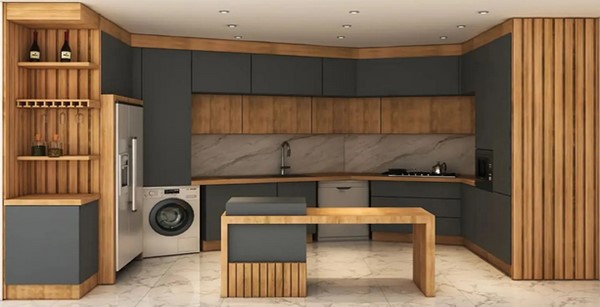 کابینت دو رنگ طرح چوب