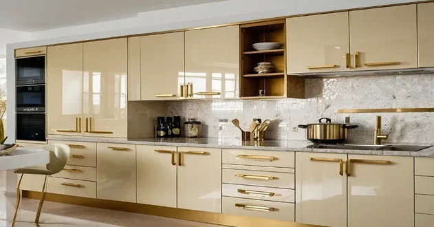 کابینت کرم طلایی های گلاس