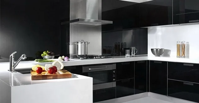 کابینت سفید مشکی های گلاس