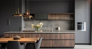 کابینت طوسی و چوب