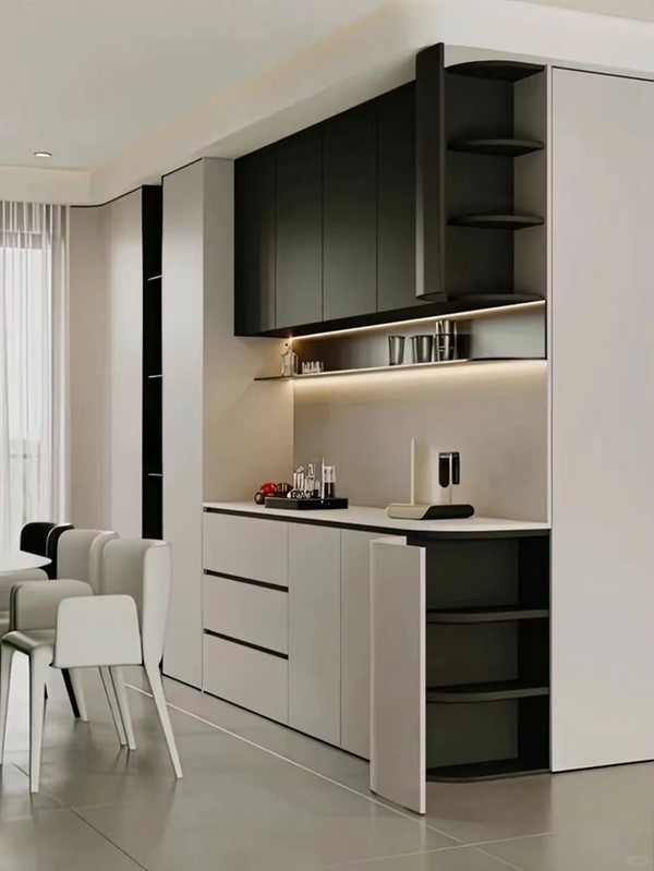 کابینت های گلاس سفید مشکی