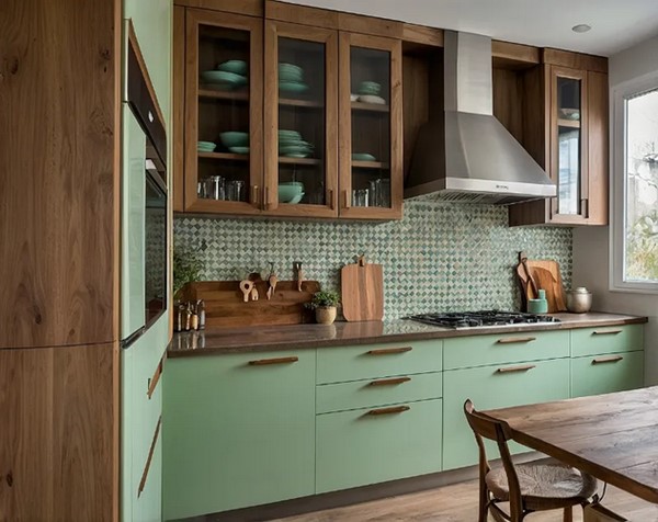 کابینت سبز و چوب 