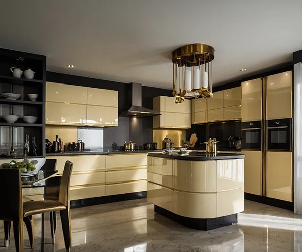 کابینت کرم طلایی های گلاس