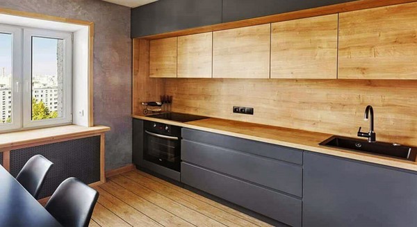 کابینت دو رنگ طرح چوب