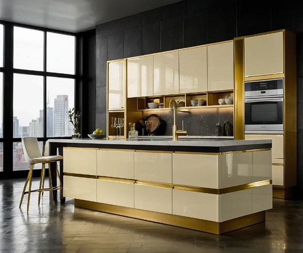 کابینت کرم طلایی های گلاس