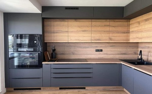 کابینت دو رنگ طرح چوب