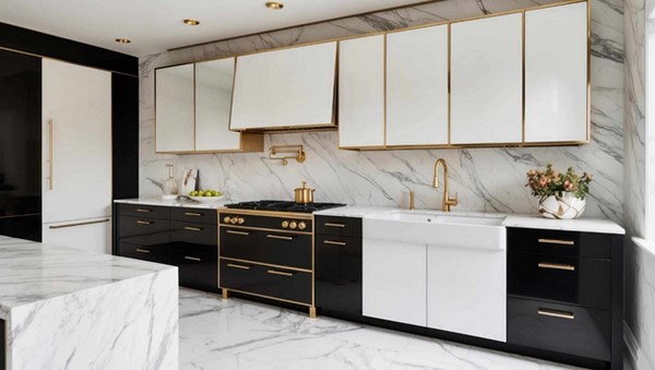 کابینت سفید و مشکی هایگلاس