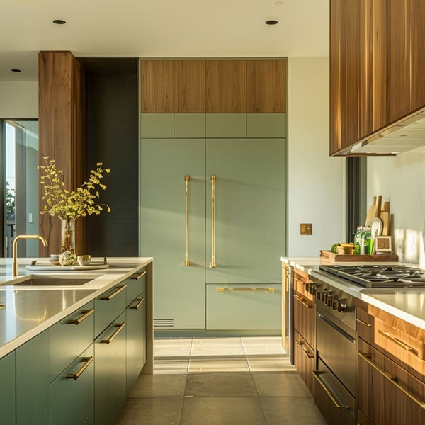 کابینت سبز و چوب 