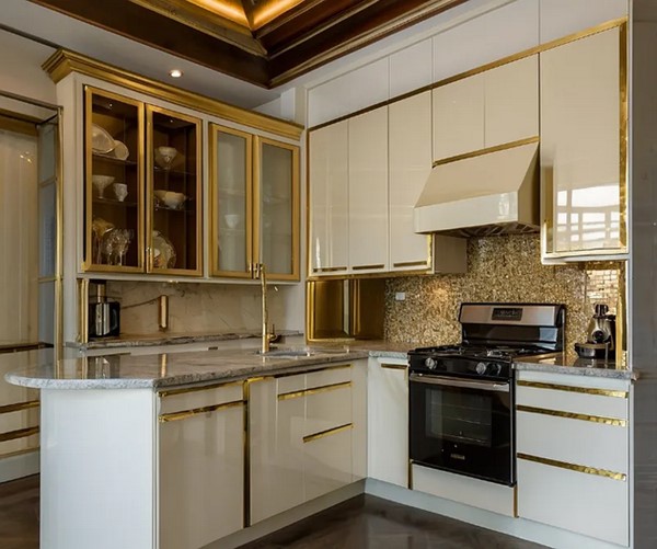 کابینت کرم طلایی های گلاس