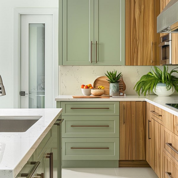 کابینت سبز و چوب 