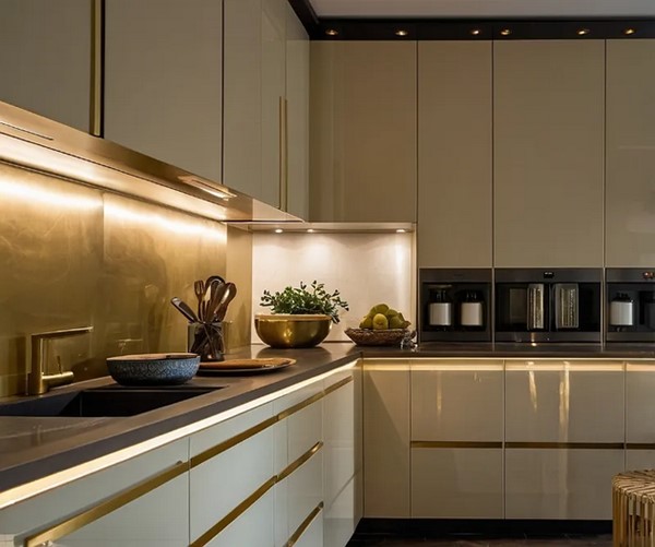 کابینت کرم طلایی های گلاس