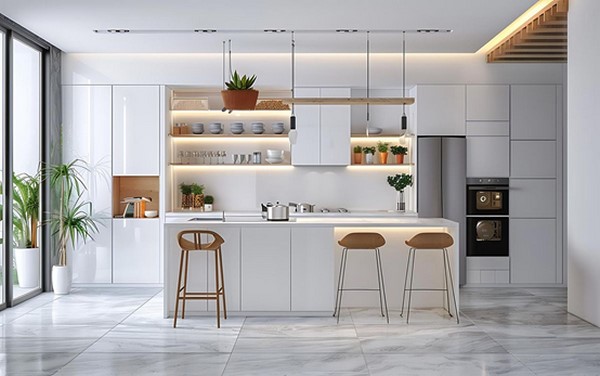 کابینت های گلاس سفید اکلیلی