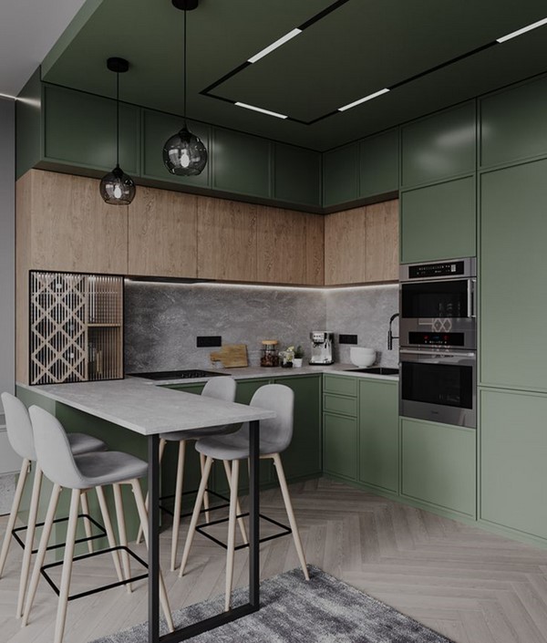 کابینت سبز و چوب 