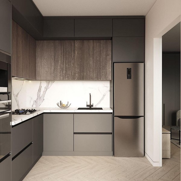 کابینت چوب و طوسی