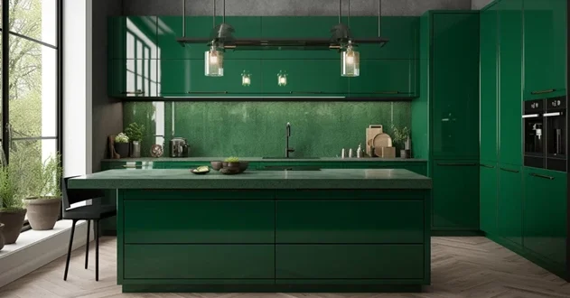 کابینت هایگلاس سبز