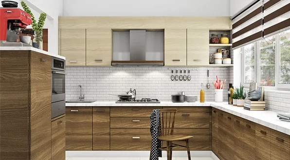 کابینت دو رنگ طرح چوب