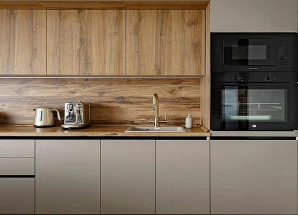 کابینت مدرن طوسی و چوب