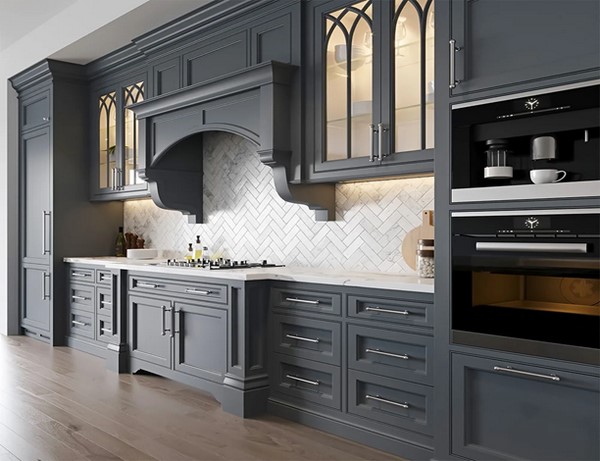 کابینت نئوکلاسیک طوسی و چوب