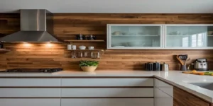 کابینت مدرن سفید و چوب