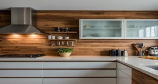 کابینت مدرن سفید و چوب