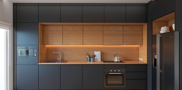 کابینت مدرن طوسی و چوب