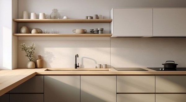 کابینت رنگ چوب و کرم