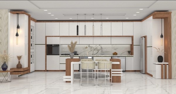 کابینت ترکیب چوب و سفید