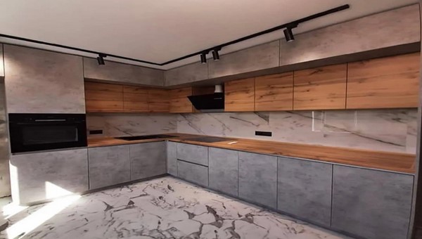 کابینت مدرن طوسی و چوب