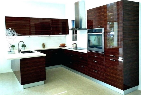 کابینت های گلاس رنگ چوب