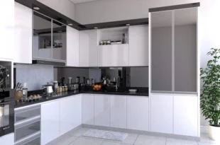 کابینت های گلاس سفید نقره ای
