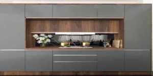 کابینت مدرن طوسی و چوب