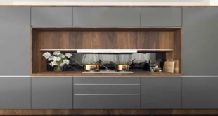 کابینت مدرن طوسی و چوب