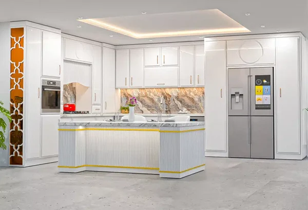 کابینت انزو سفید طلایی