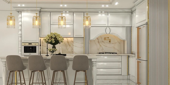 کابینت انزو سفید طلایی