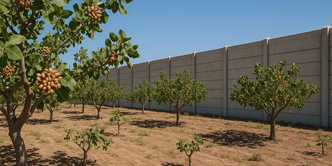 حصارکشی بتنی باغ پسته