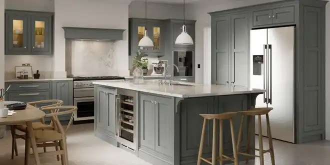 جزیره آشپزخانه سفید طوسی