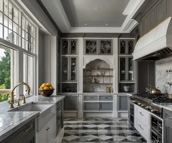 کابینت کلاسیک سفید طوسی