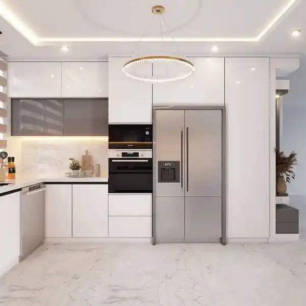 کابینت لمسی سفید طوسی