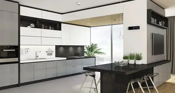 کابینت لمسی سفید طوسی