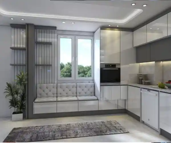 کابینت لمسی سفید طوسی