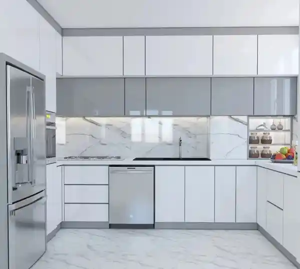 کابینت لمسی سفید طوسی