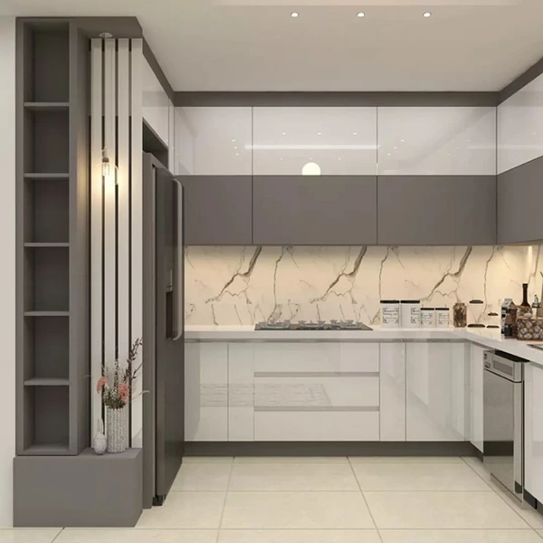 کابینت پله ای سفید طوسی